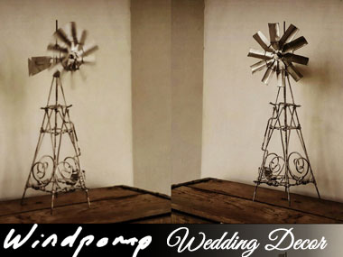 Windpompies - Jou eg Suid Afrikaanse Pompie! - 30cm high handmade windmills. Very popular as table decorations at weddings.